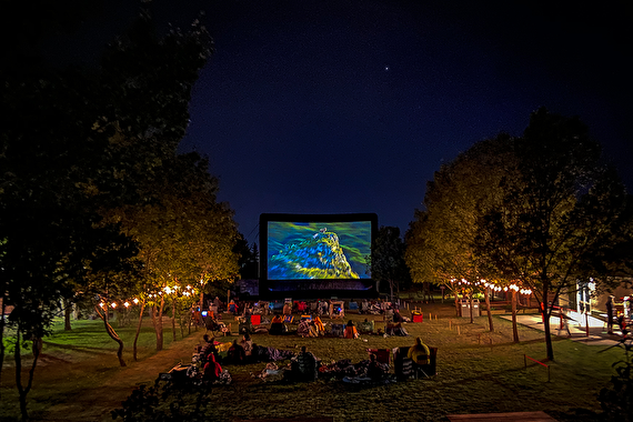 Outdoor drive-in movie theatre
