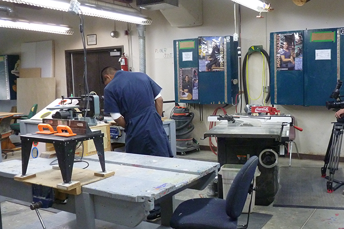 Student in shop class